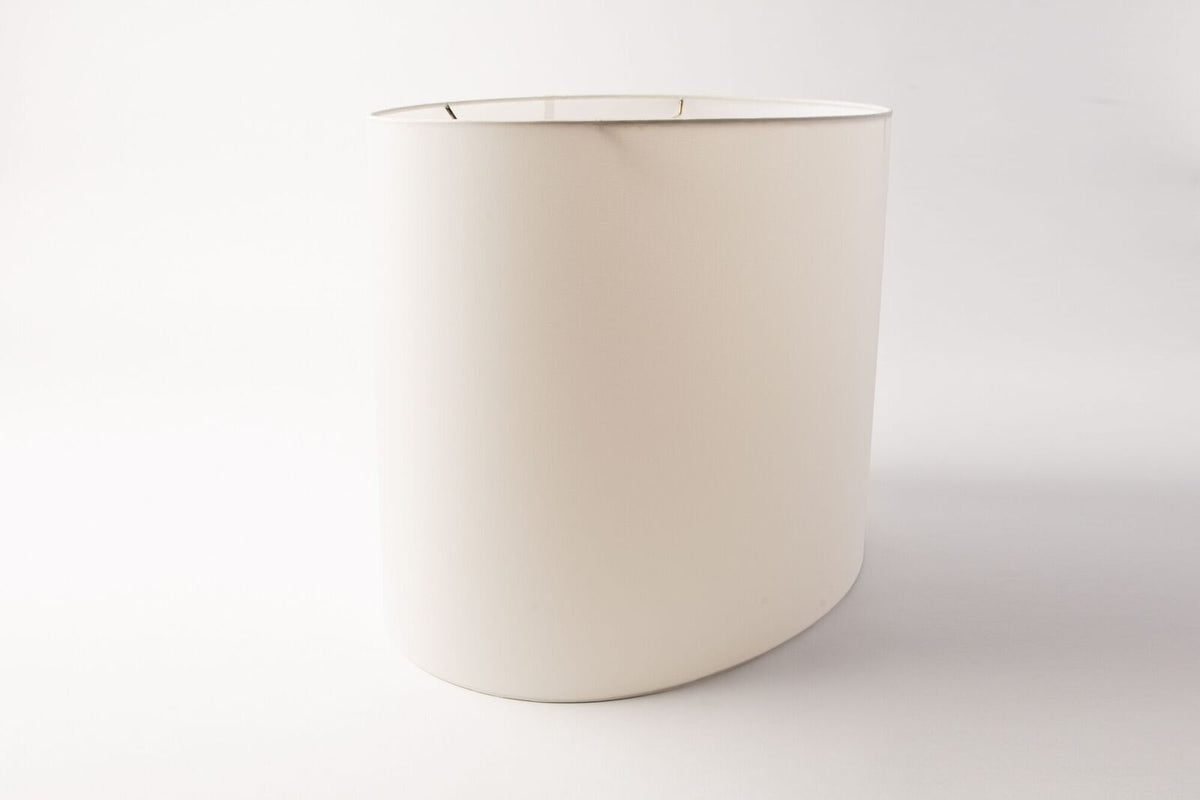Oval Deep Lamp Shade – Beige Pongee Silk with Rolled Edges, Hardbacked