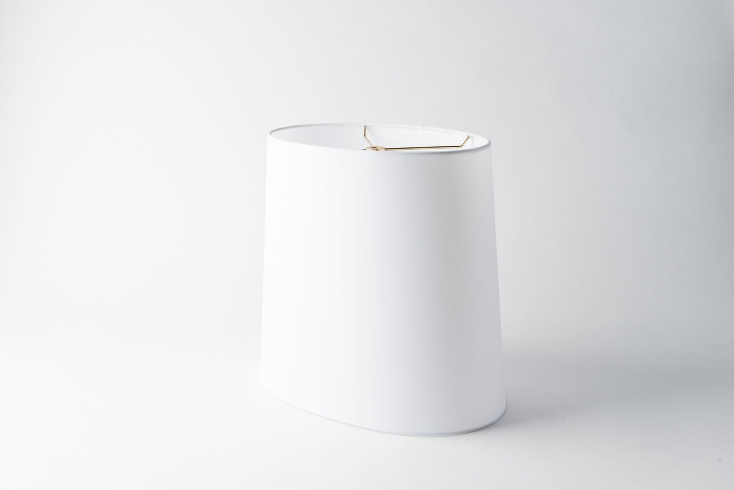 Oval Deep Lamp Shade – White Pongee Silk with Rolled Edges, Hardbacked