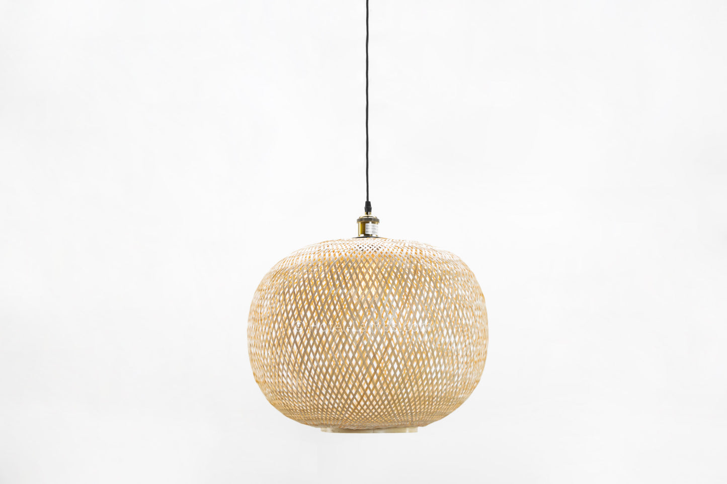 Round Woven Bamboo Pendant Light – 5 ft. Hanging Ceiling Lamp