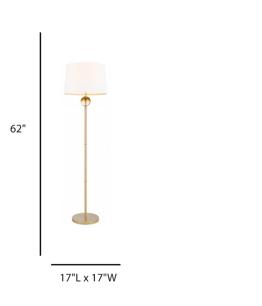 Golden Glass Accent Floor Lamp with White Linen Shade – HLRT16026