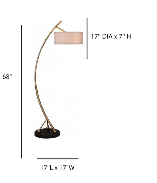 Antique Bronze & Matte Black Floor Lamp with Beige Linen Shade – HLRT16048