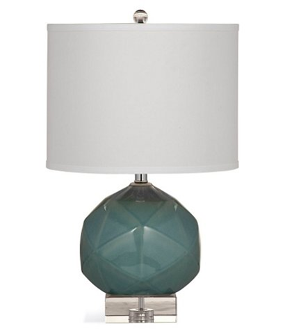 White Linen Table Lamp with Gray/Green Ceramic Body – Elegant Design, 24" H x 15" W