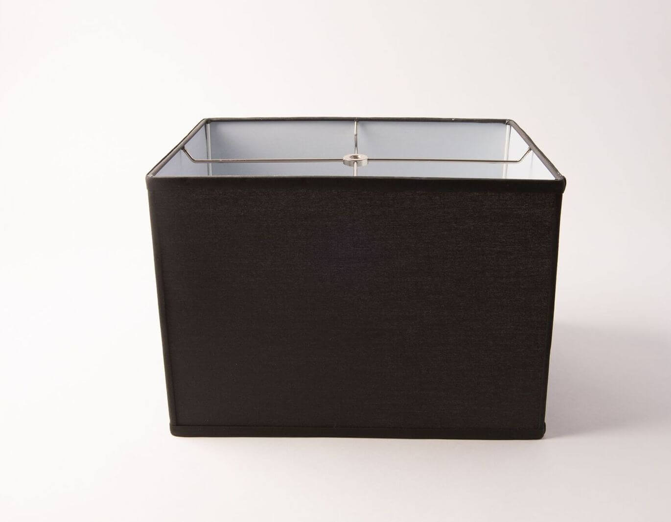 Box Rectangle Lamp Shade – Black Linen, Hardbacked