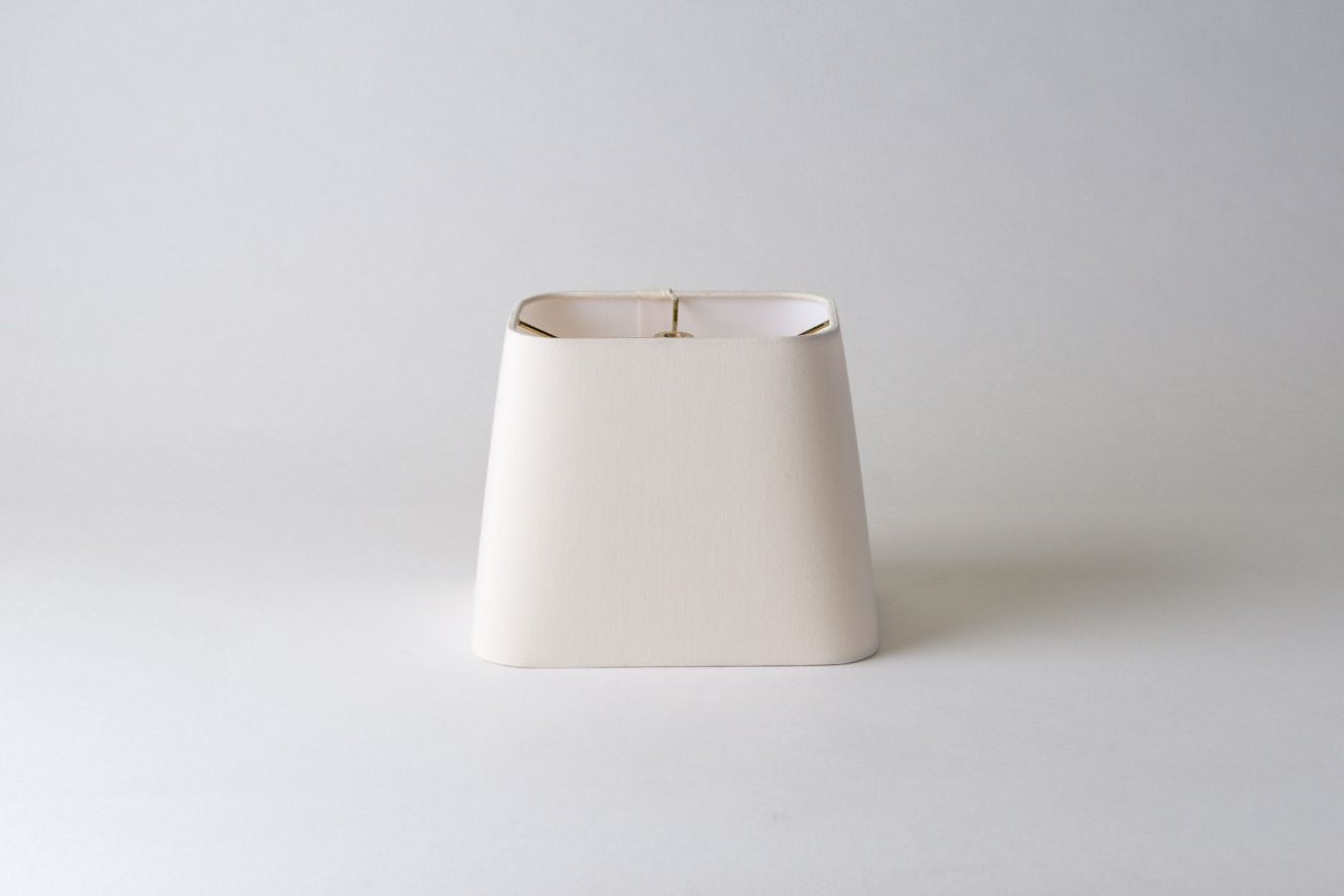 Rectangle Rounded Corner Lamp Shade – Eggshell Slubless Silk, Hardbacked