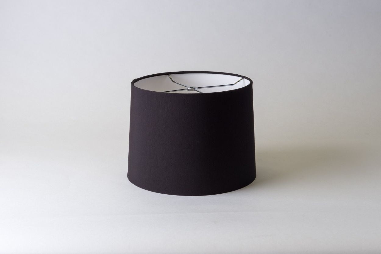Drum Rolled Edge Black Slubless Fabric Lampshade – Hardback Translucent Design
