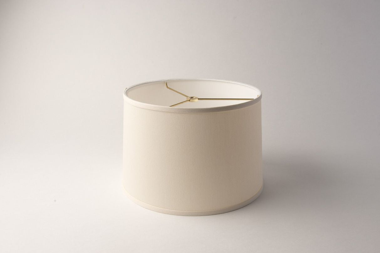 Short Drum Lampshade – Ivory Slubless Fabric