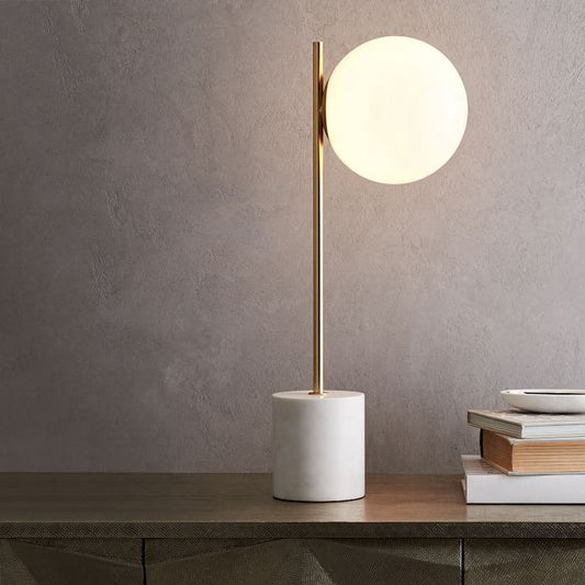 Sphere Shade Metal Stem Table Lamp – Modern Brass Decorative Lighting