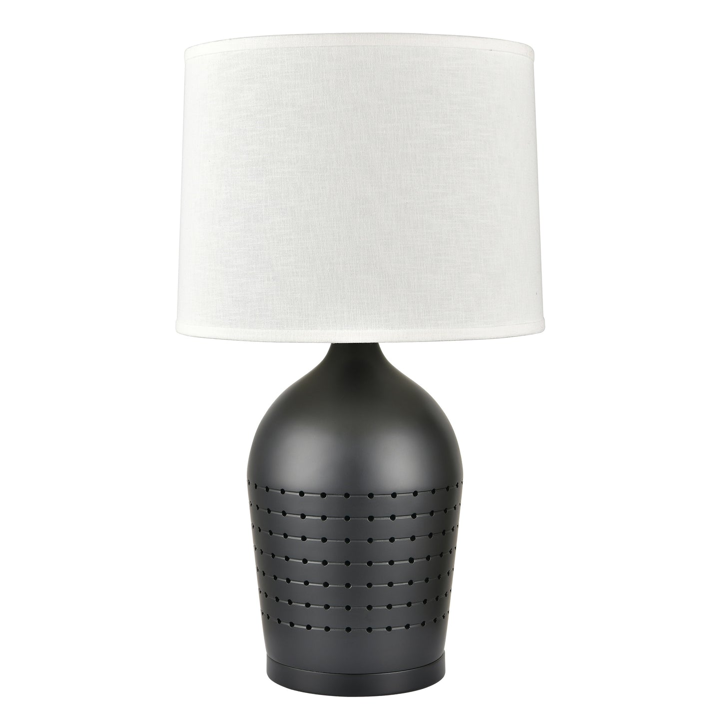 Powder Coated Matte Black Table Lamp – White Fabric Shade, 100W Max
