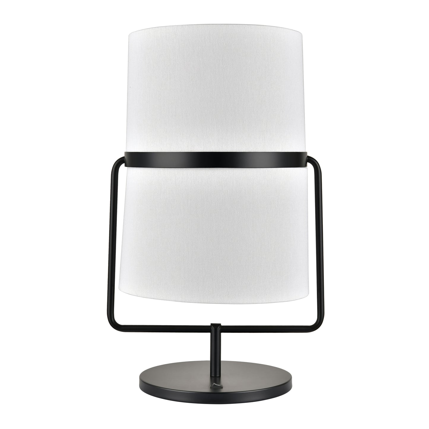 Powder Coated Matte Black Table Lamp – 100W E26, White Fabric Shade, Single On/Off Switch