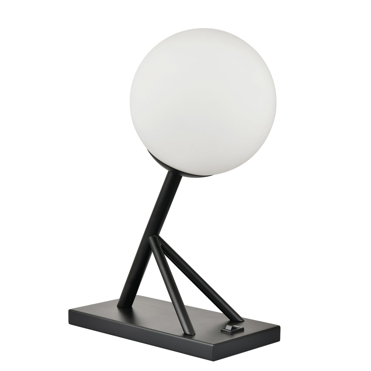 Powder Coated Matte Black Table Lamp – 7W E26, White Frosted Glass Globe