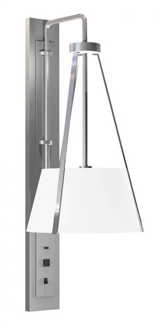 Polished Chrome Wall Lamp with White Linen Shade, USB & Outlet – 27W (HLW10049)