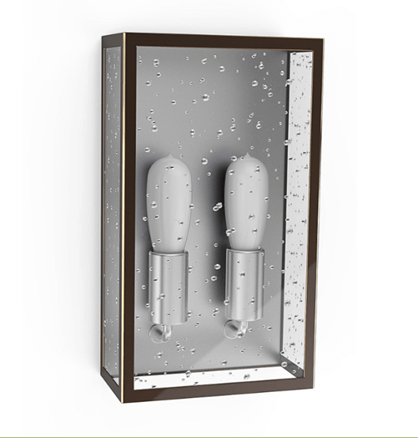 Outdoor Double Head Wall Lamp with Clear Seeded Glass – Dark Bronze Finish