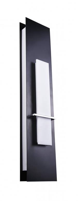 HLW10029 Matte Black & Polished Chrome Wall Sconce – 17W Fluorescent Hardwired Light