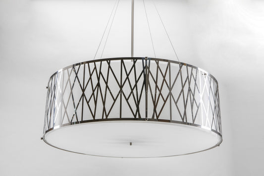 Wide Ceiling Pendant – Brushed Aluminum Finish with Opal Matte Acrylic – WCPBAF-HL