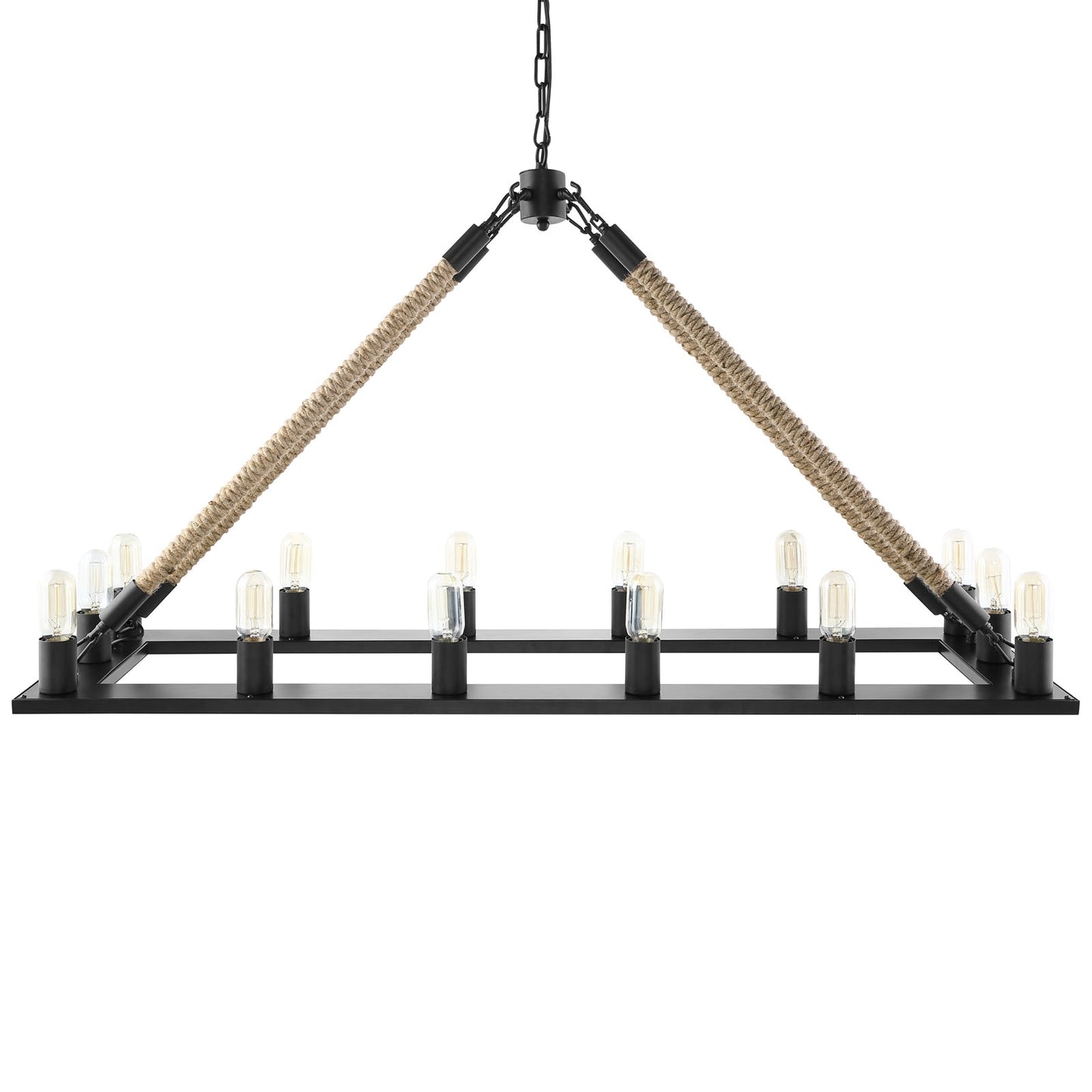 Bridge 14-Light Chandelier – Black Finish, 49” x 15.5” x 31.5” – HL-1573