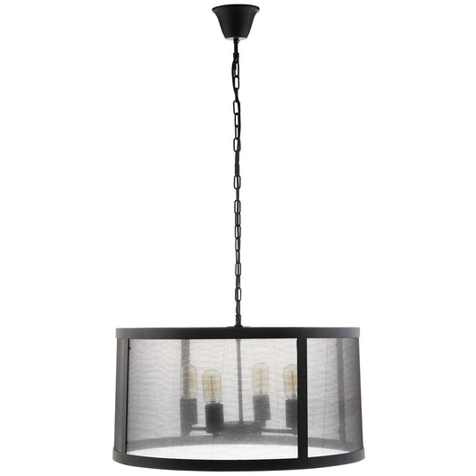 Frost 4-Light Chandelier – Black Finish with Frosted Shade – HL-1576