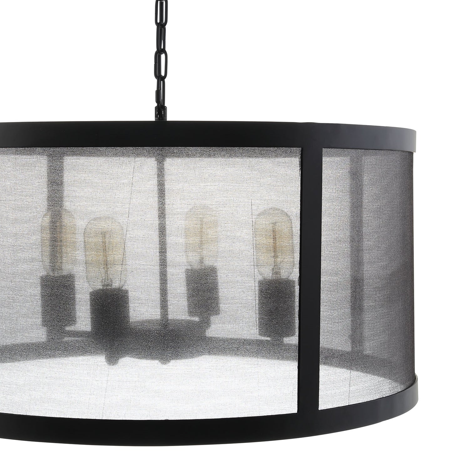 Frost 4-Light Chandelier – Black Finish with Frosted Shade – HL-1576