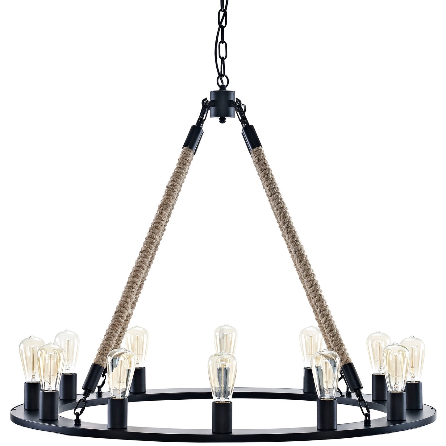 Encircle 12-Light Chandelier – Brown & Black Finish, 39.5” x 39.5” x 66” – HL-2154
