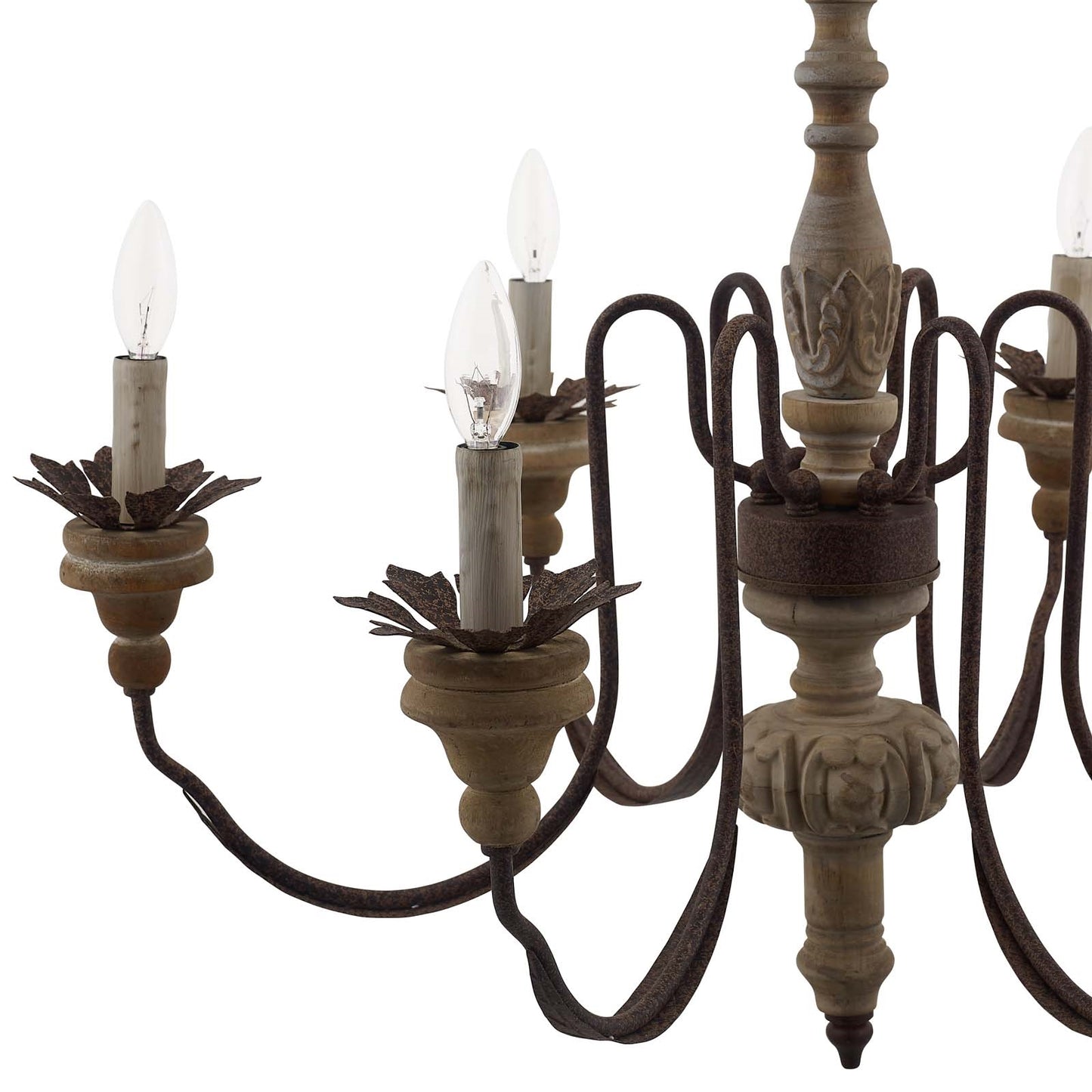 Bountiful 6-Light French Vintage Pendant Chandelier – Wood & Metal – HL-2888
