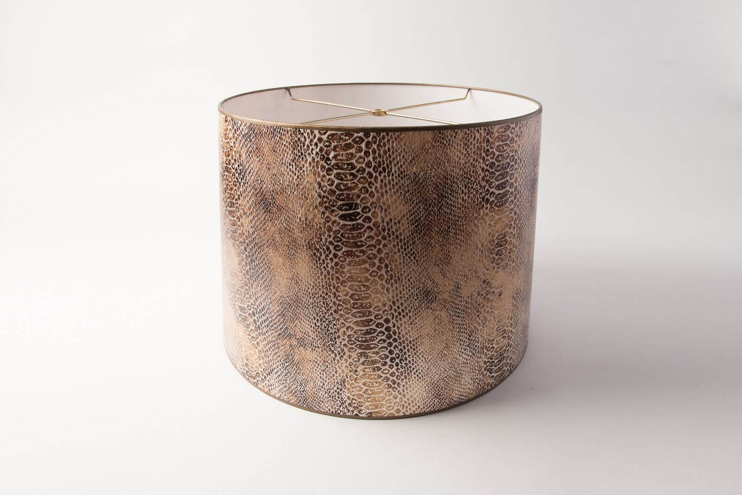 Drum Retro Snakeskin Tan Lampshade – Hardback Opaque Design