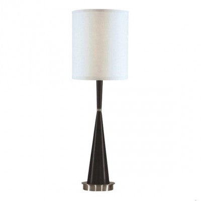 HLTL156105 Staybridge Suites Table Lamp – 31” Wood Body with Satin Nickel Base & White Linen Shade