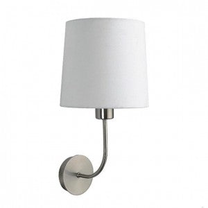 Hotel Wall Lamp – Satin Nickel with White Linen Shade