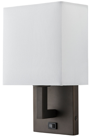 Bronze Headboard Wall Lamp with Pure White Linen Shade – Medium Base Socket (HLHW10041)