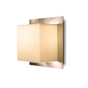 Hotel Wall Sconce – Satin Nickel with White Linen Shade