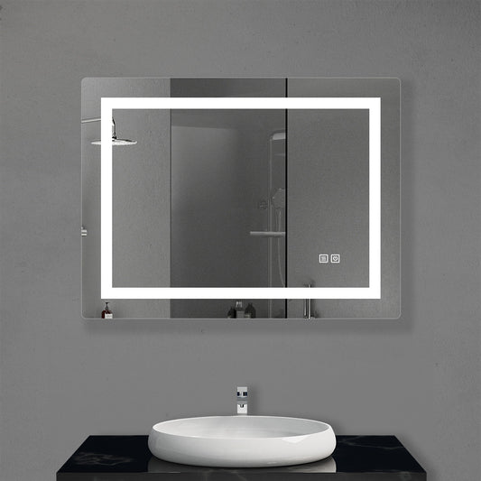 LED Bathroom Mirror with Single Touch Switch – 3 Color Temperature & Brightness Dimming