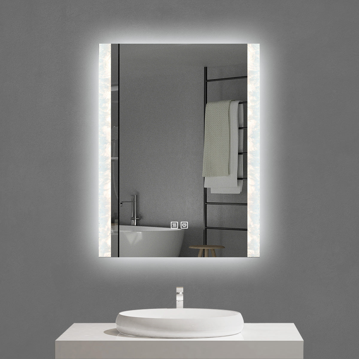 LED Bathroom Mirror with Double Touch Switch – 3 Color Temperature, Dimmable & Defogger (3 Sizes)