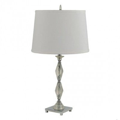 Clear Acrylic Table Lamp with White Linen Shade – Modern Hotel-Style Lighting