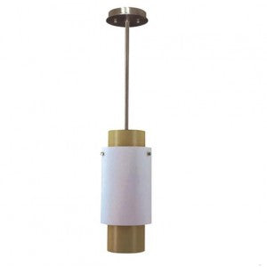 HLPL156016 Double Shade Acrylic Pendant Light – Bronze & White with Satin Nickel Base