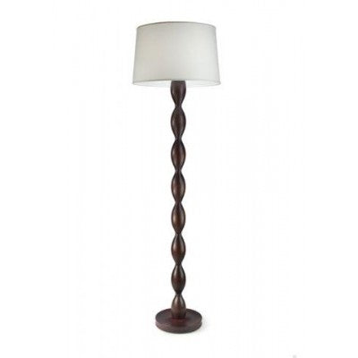 Hotel Guestroom Floor Lamp – Wood Body with Metal Base & White Linen Shade