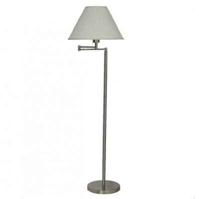 Swing Arm Floor Lamp – Hotel Guest Room Lighting, Satin Nickel Finish