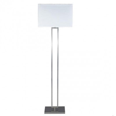 Hotel Motel Guestroom Floor Lamp – Satin Nickel Finish with White Linen Shade