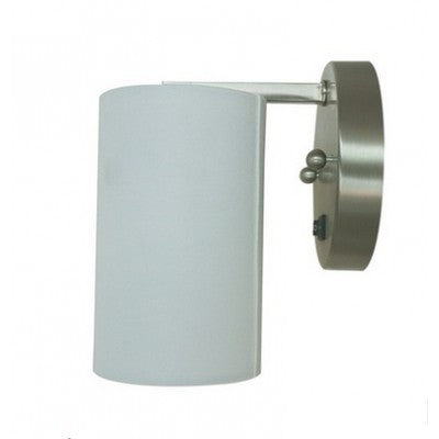 Headboard Wall Sconce – Brushed Nickel with White Linen Shade for Holiday Inn Formula Blue