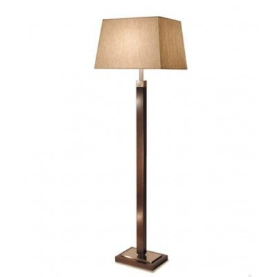Guestroom Floor Lamp – Hotel Lighting with Wood Body & White Linen Shade