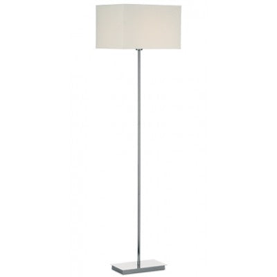 Chrome Floor Lamp – Hotel Guest Room Lighting with White Linen Shade