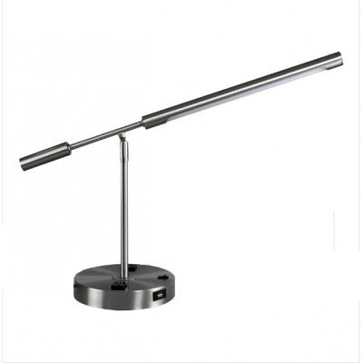 LED Desk Lamp with USB Charging Station – Brushed Nickel with Adjustable Arm