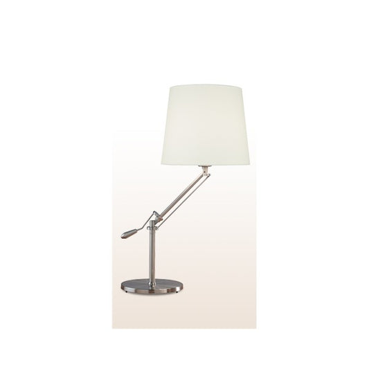 Adjustable Desk Lamp for Hotel – Satin Nickel Finish with White Linen Shade
