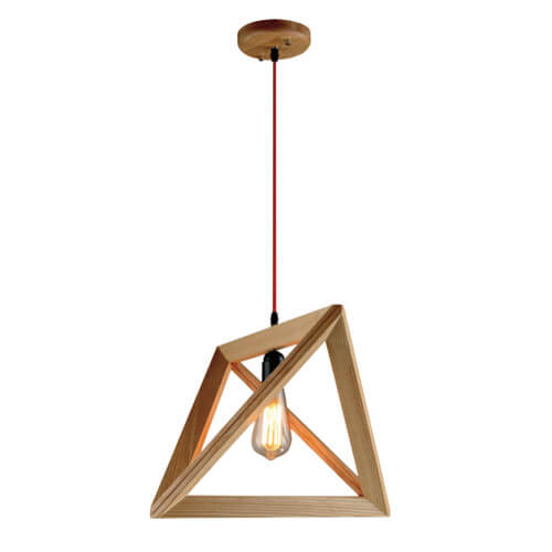 Compact Round Wood Pendant Light – Modern 1-Light Hanging Fixture (UL Listed) – SKU: HLWPL024