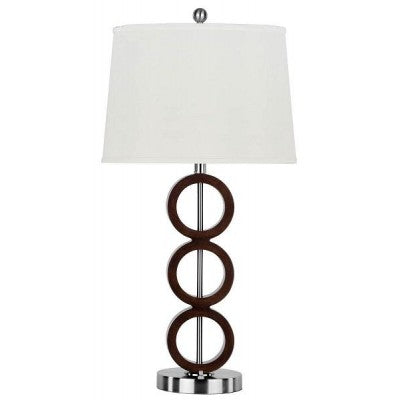 Guest Room Table Lamp – Painted Wood Body with Satin Nickel Base and White Linen Shade