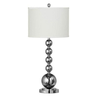 Hotel Table Lamp – Chrome Finish with White Linen Hardback Shade