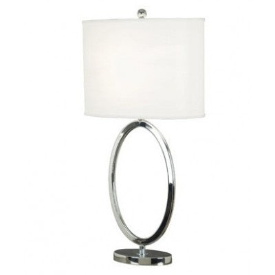 Nightstand Table Lamp for Hotel – Chrome Finish with White Linen Hardback Shade