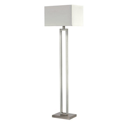 Brushed Nickel Floor Lamp – Hotel Guest Room Lighting, White Linen Shade