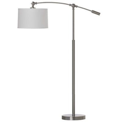 Cantilevered Arm Floor Lamp – Hampton Inn Forever Young, Brushed Nickel with White Linen Shade