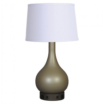 Comfort Inn & Suites Truly Yours Desk Lamp – Champagne Finish with White Linen Shade and Base Outlets