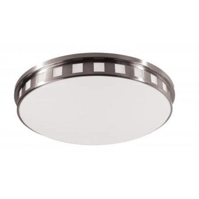 Brushed Nickel Ceiling Fixture with Frosted Acrylic Diffuser – 18" Flush Mount, 3 GU24