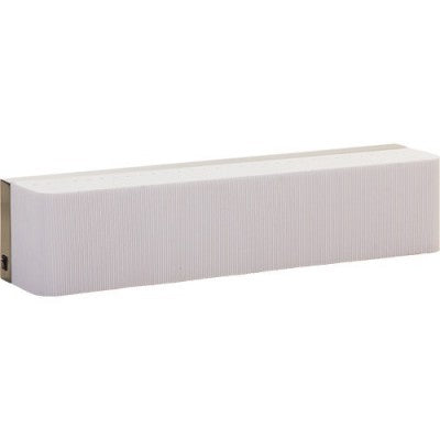 Wall Sconce – Brushed Nickel with White Ribbed Half Shade for Courtyard Inn