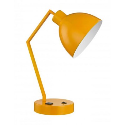 Hampton Inn Casual Desk Lamp – Signal Yellow with Metal Shade & Electrical Outlet